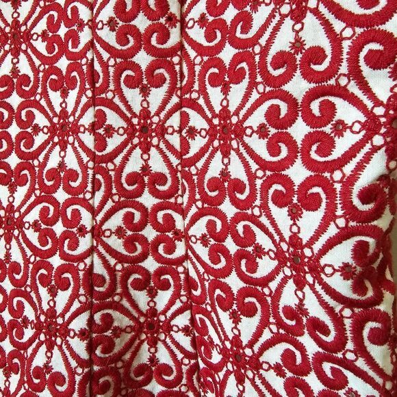 EUC BEAUTIFUL TALBOTS RED EMBROIDERED SHIFT DRESS SIZE 12 - Picture 8 of 15